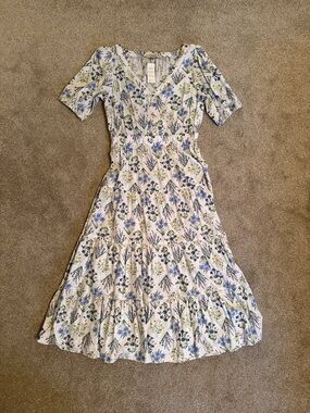 Loft Floral Tiered V-Neck Midi Dress
